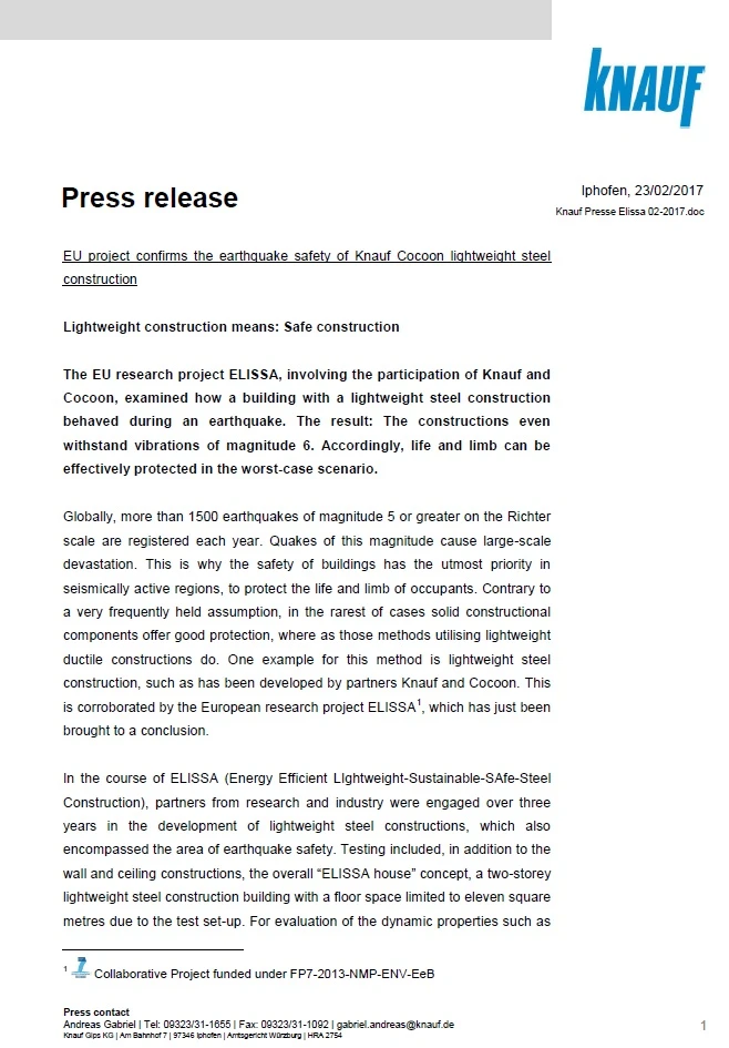 Press release KNAUF